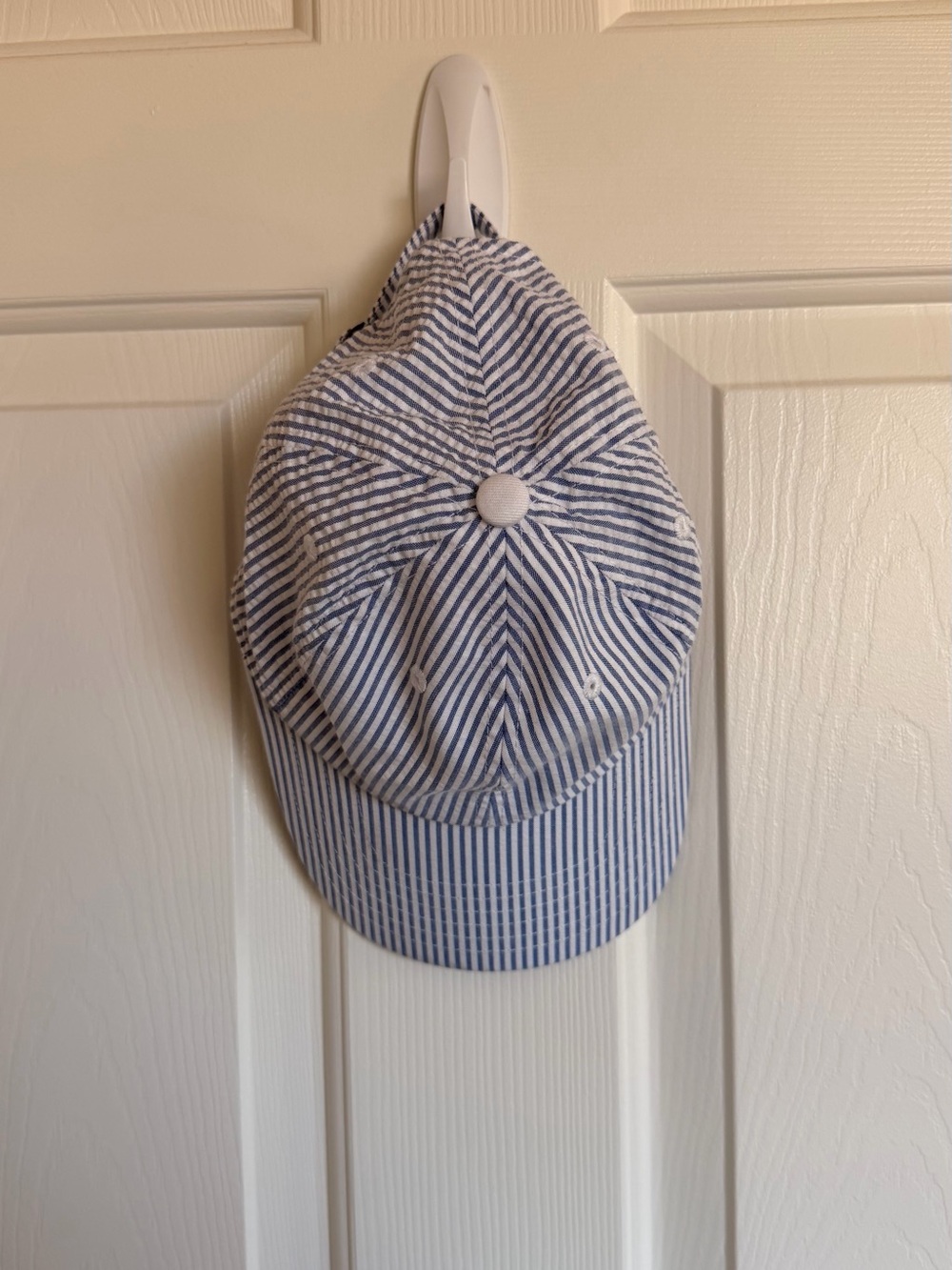 Free People Blue and White Striped Baseball Cap